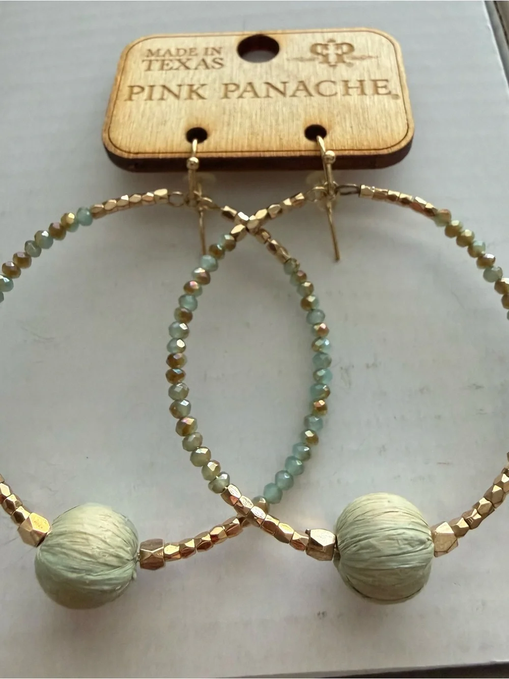 Pink Panache Seed Bead Earrings with Raffia Bead & Austrian Crystal *NWT